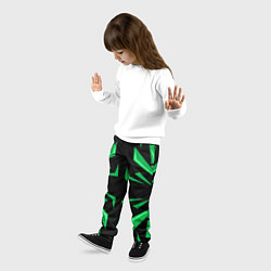 Брюки детские Фигуры зеленого цвета на черном фоне geometry, цвет: 3D-принт — фото 2