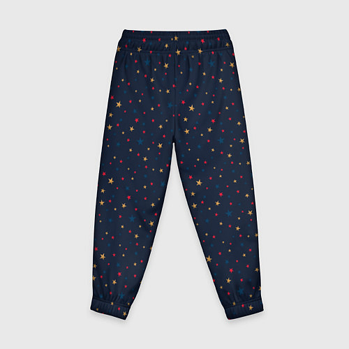 Детские брюки Золотые, красные, синие звезды на темно синем / 3D-принт – фото 2