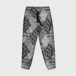 Брюки детские Black and White Ethnic Patchwork Pattern, цвет: 3D-принт
