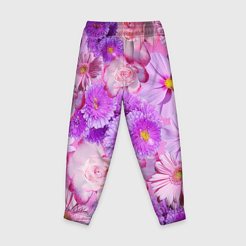 Детские брюки Фиолетовые и розовые цветы / 3D-принт – фото 2