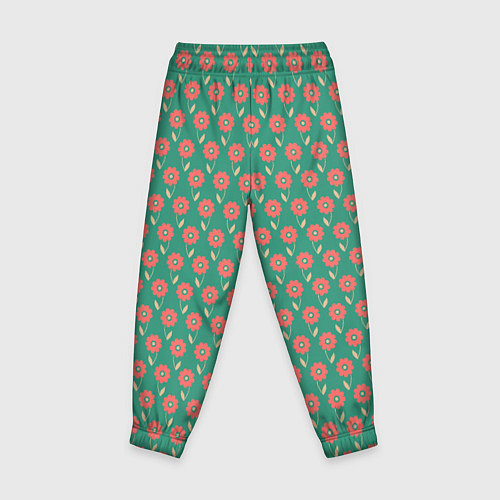 Детские брюки Паттерн из цветов на зеленом фоне / 3D-принт – фото 2