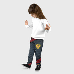 Брюки детские Герб России черно-красный камуфляж, цвет: 3D-принт — фото 2
