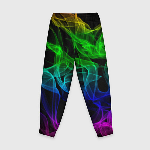 Детские брюки Разноцветный неоновый дым / 3D-принт – фото 2