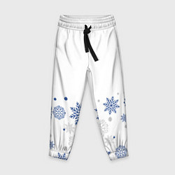 Детские брюки Новогодние Снежинки - Белый
