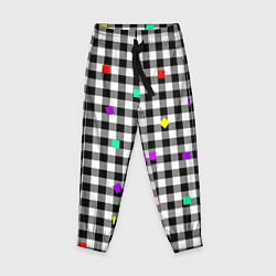 Детские брюки Черно-белая клетка с цветными квадратами