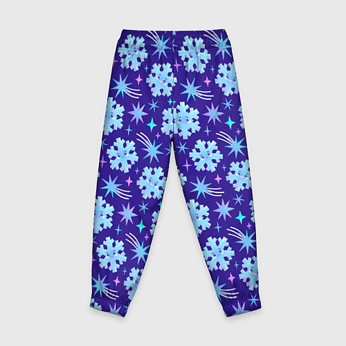 Детские брюки Снежинки со звездами в синем небе / 3D-принт – фото 2