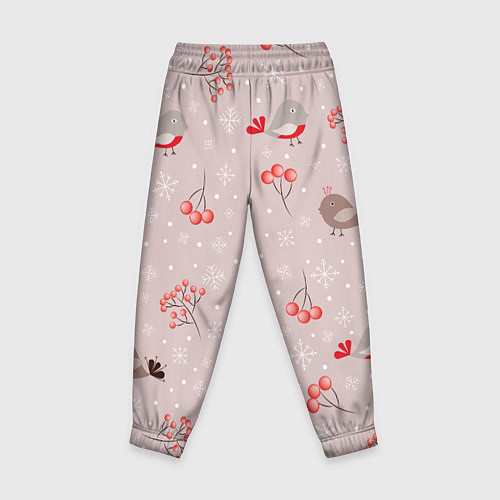 Детские брюки Птицы снегири и зимние ягоды / 3D-принт – фото 2