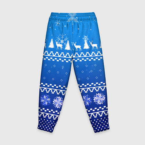 Детские брюки Новогодний узор на синем фоне / 3D-принт – фото 2