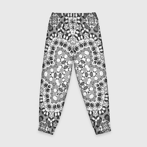 Детские брюки Черно-белый орнамент мандала / 3D-принт – фото 2