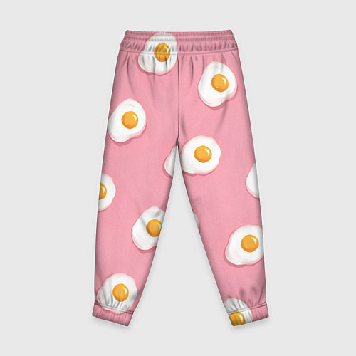 Детские брюки Яичница на розовом фоне / 3D-принт – фото 2