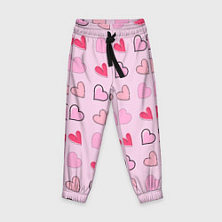 Детские брюки Валентинки на нежно-розовом фоне