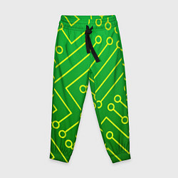 Детские брюки Технический зелёный паттерн с жёлтыми лучами
