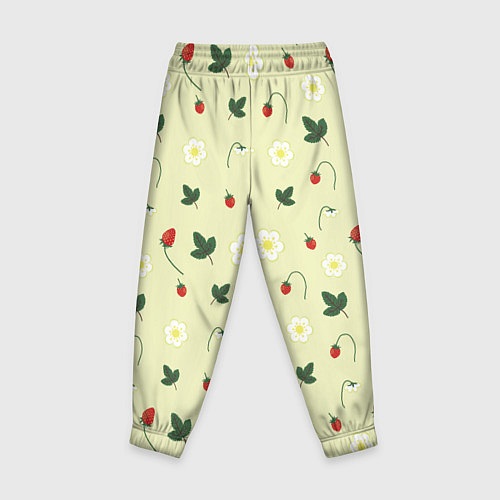 Детские брюки Узор из веточек и листиков земляники / 3D-принт – фото 2