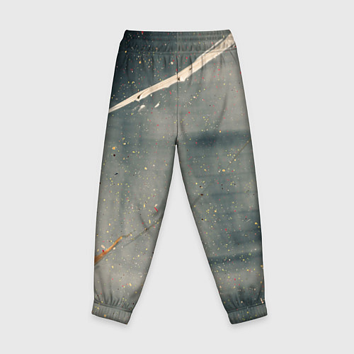 Детские брюки Серый туман и красные, оранжевые, белые мазки крас / 3D-принт – фото 2