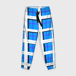 Брюки детские Синяя клетка, цвет: 3D-принт