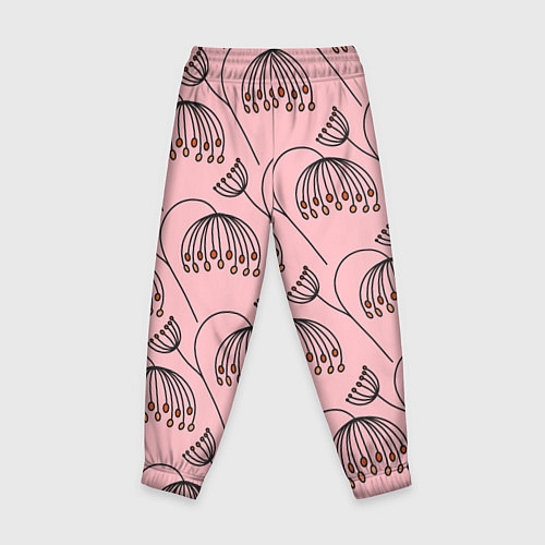 Детские брюки Цветы в стиле бохо на пудрово-розовом фоне / 3D-принт – фото 2