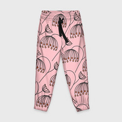Детские брюки Цветы в стиле бохо на пудрово-розовом фоне