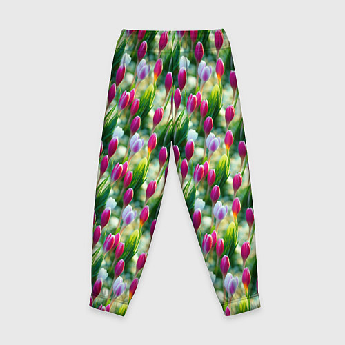 Детские брюки Весенние тюльпаны и подснежники / 3D-принт – фото 2