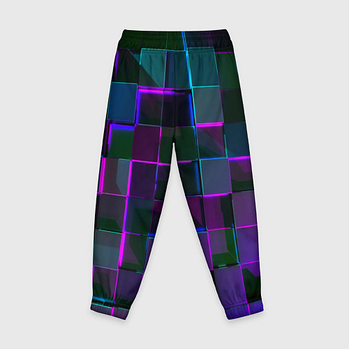 Детские брюки Неоновые линии и кубы / 3D-принт – фото 2