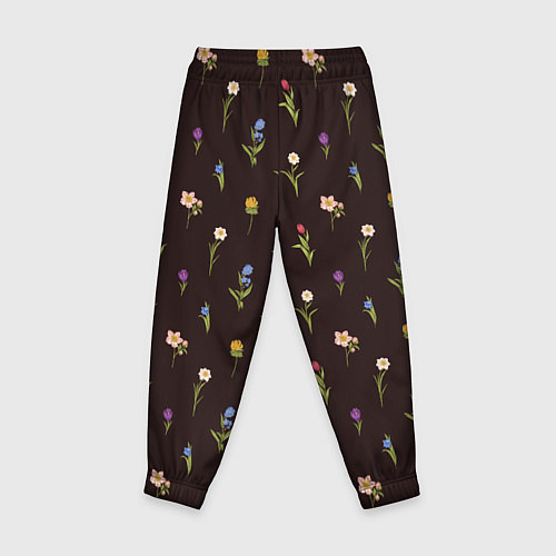 Детские брюки Узор из весенних цветов / 3D-принт – фото 2