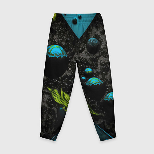 Детские брюки Зеленые абстрактные листья / 3D-принт – фото 2