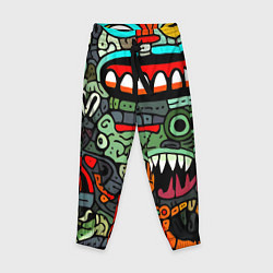 Брюки детские Монстры в зеленом и оранжевом - нейросеть, цвет: 3D-принт