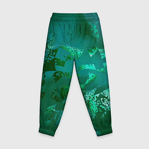 Детские брюки Зелёные обрывки фигур / 3D-принт – фото 2