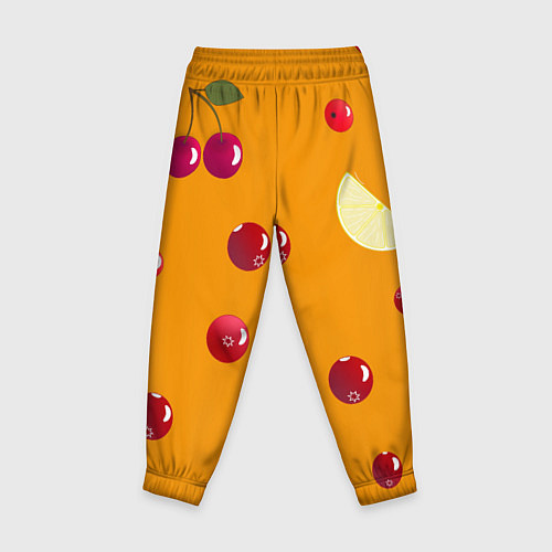 Детские брюки Ягоды и лимон, оранжевый фон / 3D-принт – фото 2