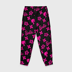 Детские брюки Барби паттерн черно-розовый