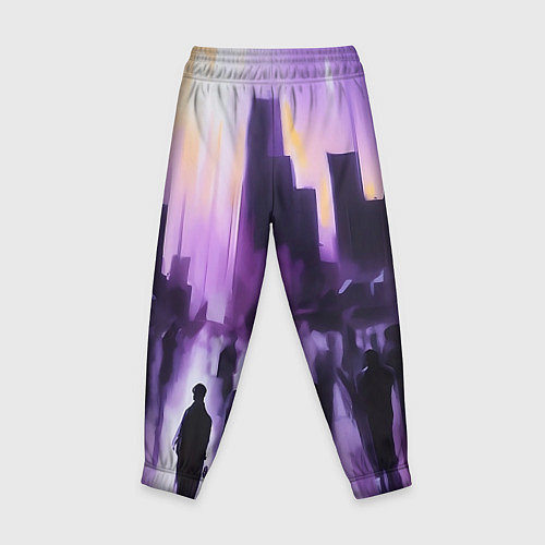 Детские брюки Человеческие силуэты на фоне большого города / 3D-принт – фото 2