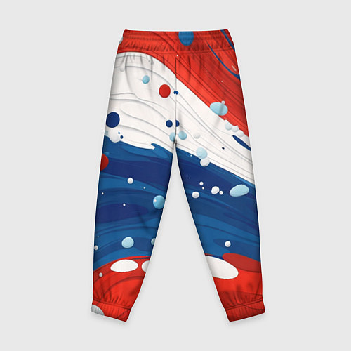 Детские брюки Брызги красок в цветах флага РФ / 3D-принт – фото 2