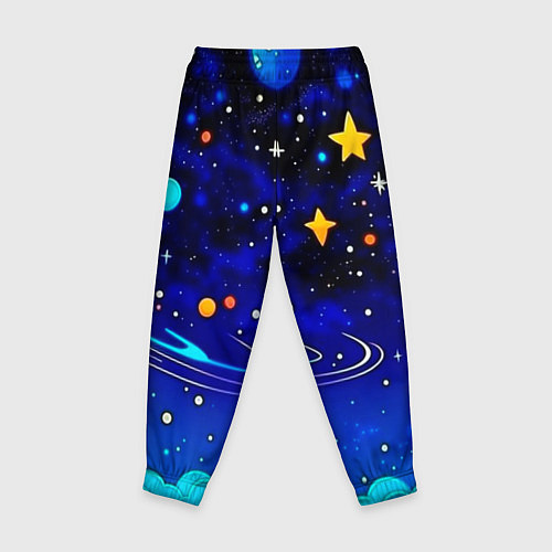 Детские брюки Мультяшный космос темно-синий / 3D-принт – фото 2