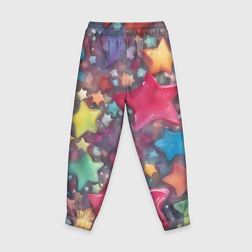 Детские брюки Разноцветные новогодние звёзды / 3D-принт – фото 2