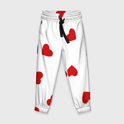 Детские брюки Красные сердечки на белом