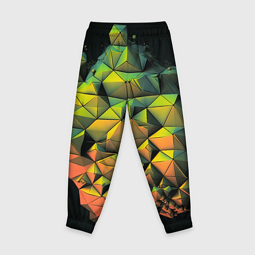 Детские брюки Зеленая кубическая абстракция / 3D-принт – фото 2