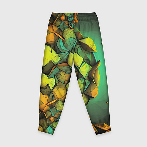 Детские брюки Зеленая объемная абстракция / 3D-принт – фото 2