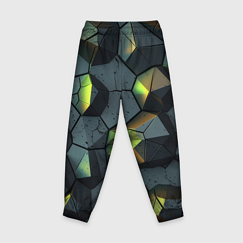 Детские брюки Черная текстура с зелеными камнями / 3D-принт – фото 2