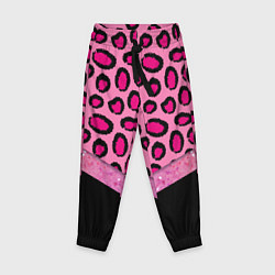Детские брюки Розовый леопард и блестки принт