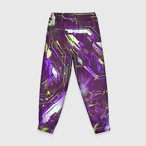 Детские брюки Космические кибер схемы фиолетовые / 3D-принт – фото 2