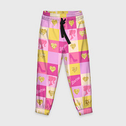 Детские брюки Барби: желтые и розовые квадраты паттерн