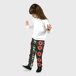 Брюки детские Красочный цветочный орнамент с ромашками, цвет: 3D-принт — фото 2