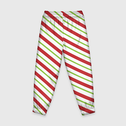 Детские брюки Рождественский паттерн красно зеленые полосы / 3D-принт – фото 2