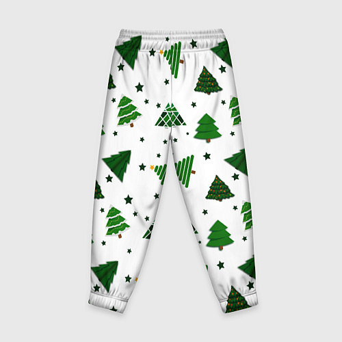 Детские брюки Узор с зелеными елочками / 3D-принт – фото 2