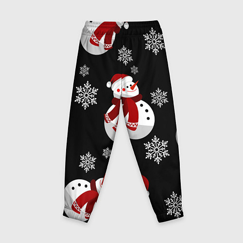 Детские брюки Снеговички в зимних шапочках со снежинками / 3D-принт – фото 2