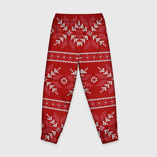 Детские брюки Красный вязаный узор свитера / 3D-принт – фото 2