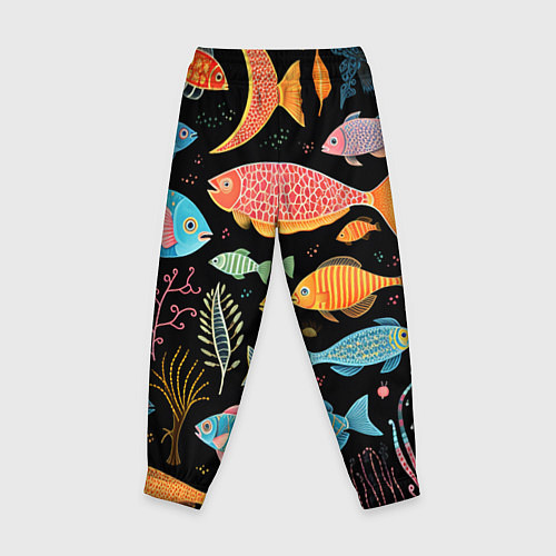 Детские брюки Фолк-арт рыбовы / 3D-принт – фото 2