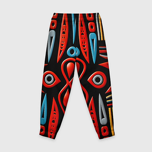 Детские брюки Красно-синий узор в африканском стиле / 3D-принт – фото 2