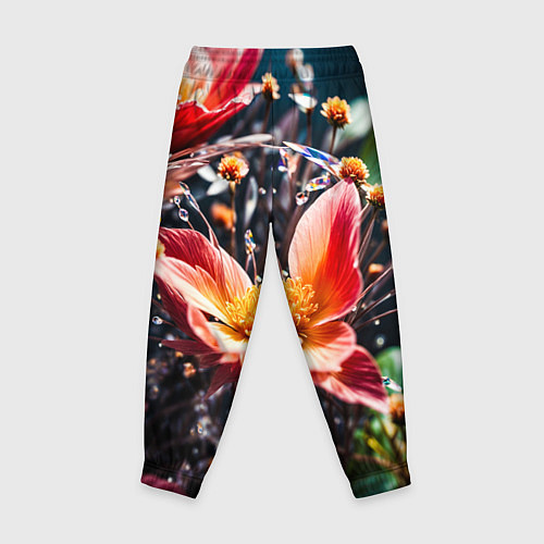 Детские брюки Красный цветок капли / 3D-принт – фото 2