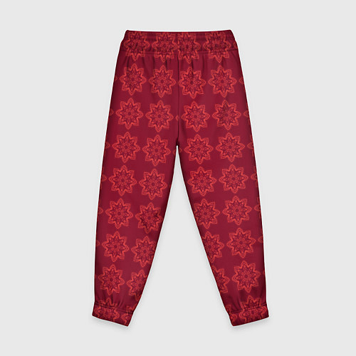Детские брюки Цветочный стилизованный паттерн бордовый / 3D-принт – фото 2