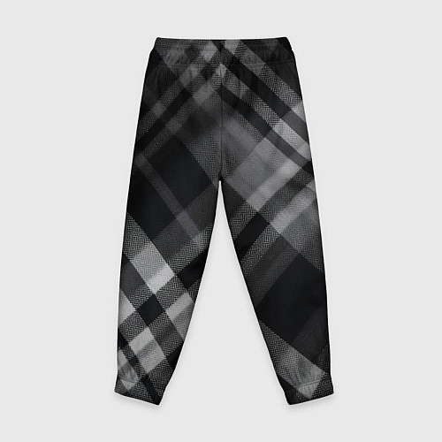 Детские брюки Черно-белая диагональная клетка в шотландском стил / 3D-принт – фото 2